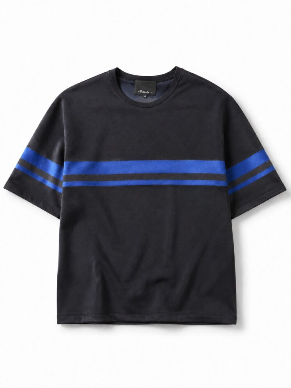 3.1 Phillip Lim Short Sleeve Stripe Ponte T-Shirt in Black Multi, men’s size Med